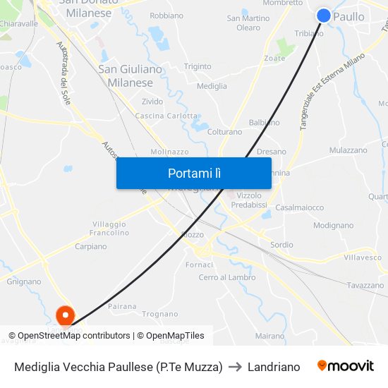 Mediglia Vecchia Paullese (P.Te Muzza) to Landriano map