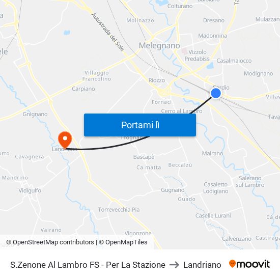 S.Zenone Al Lambro FS - Per La Stazione to Landriano map