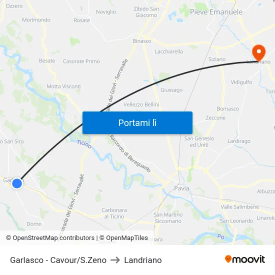 Garlasco - Cavour/S.Zeno to Landriano map