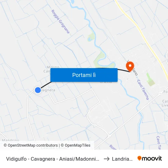 Vidigulfo - Cavagnera - Aniasi/Madonnina to Landriano map