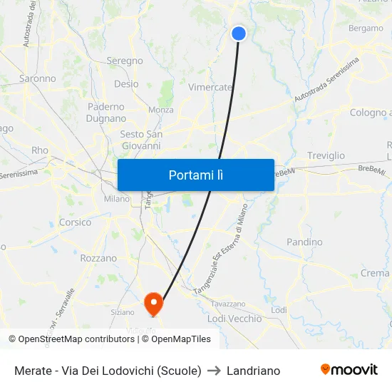 Merate - Via Dei Lodovichi (Scuole) to Landriano map
