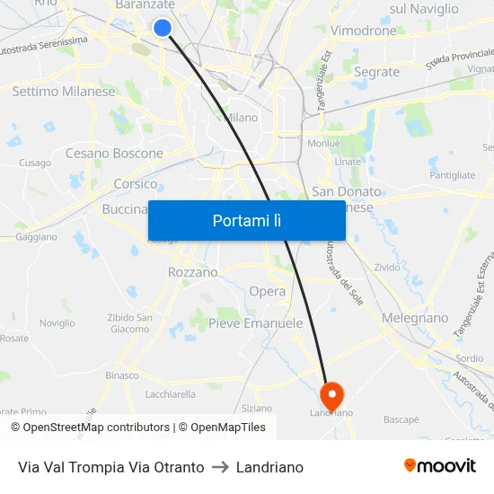 Via Val Trompia Via Otranto to Landriano map