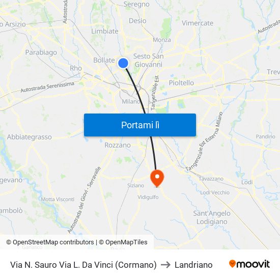 Via N. Sauro Via L. Da Vinci (Cormano) to Landriano map
