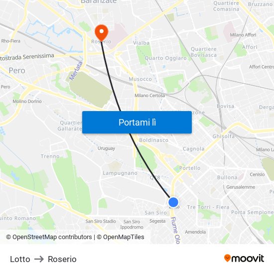 Lotto to Roserio map