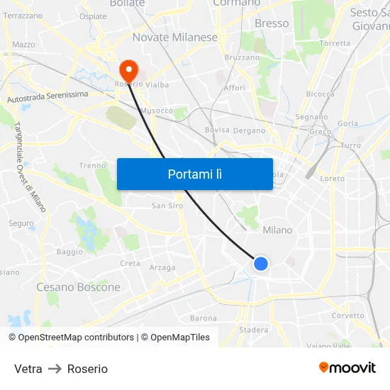 Vetra to Roserio map