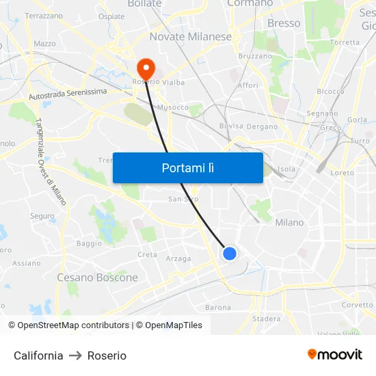 California to Roserio map