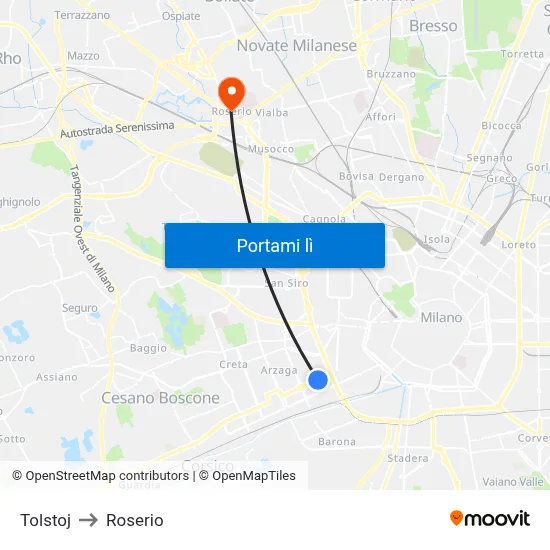 Tolstoj to Roserio map