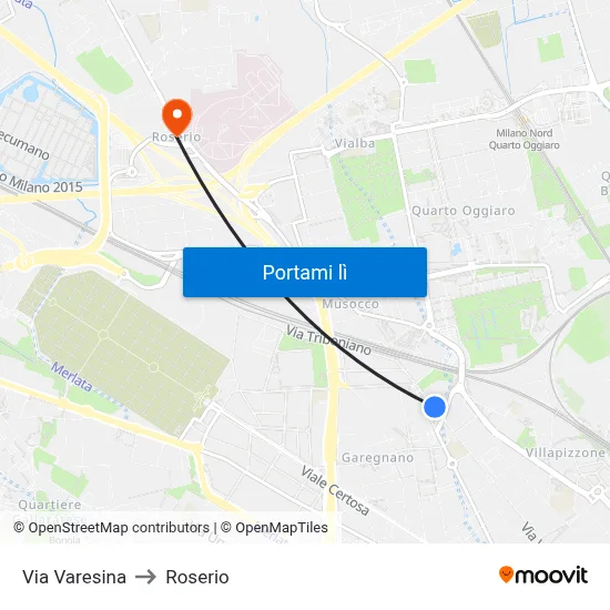Via Varesina to Roserio map