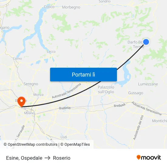 Esine, Ospedale to Roserio map