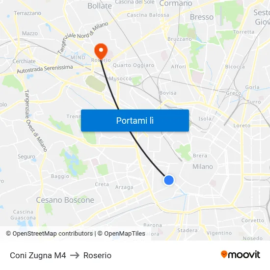 Coni Zugna M4 to Roserio map