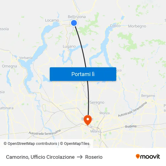 Camorino, Ufficio Circolazione to Roserio map