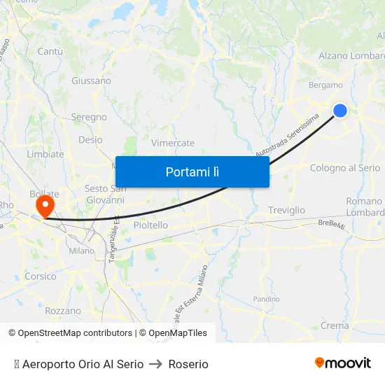 ✈ Aeroporto Orio Al Serio to Roserio map