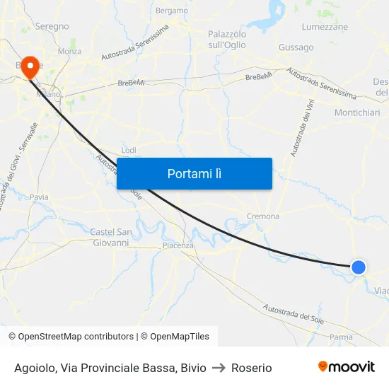 Agoiolo, Via Provinciale Bassa, Bivio to Roserio map