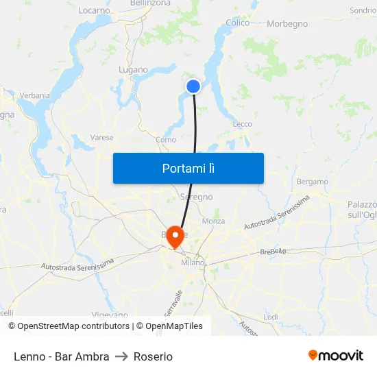 Lenno - Bar Ambra to Roserio map
