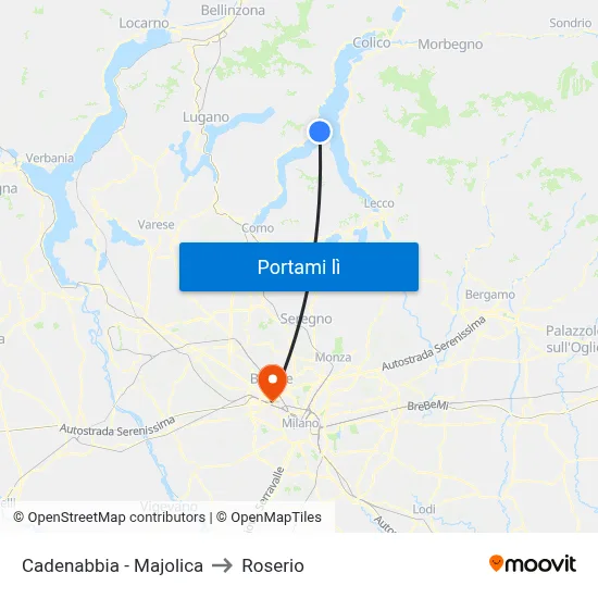 Cadenabbia - Majolica to Roserio map