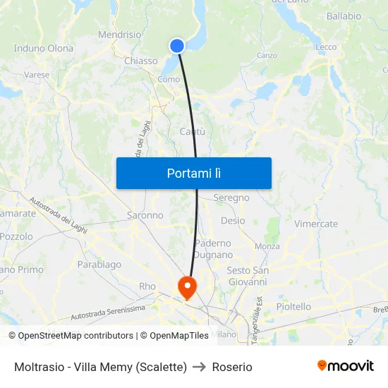Moltrasio - Villa Memy (Scalette) to Roserio map