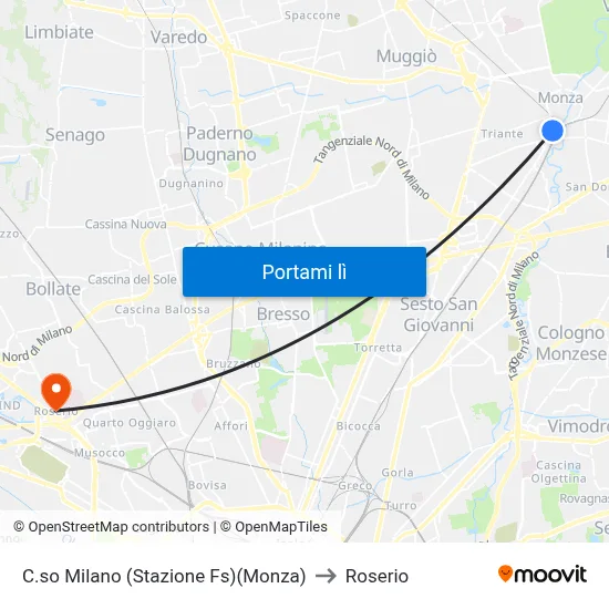 C.so Milano (Stazione Fs)(Monza) to Roserio map