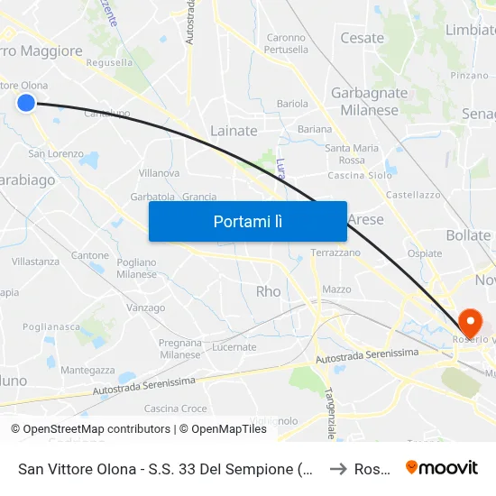 San Vittore Olona - S.S. 33 Del Sempione (Hotel Poli) to Roserio map
