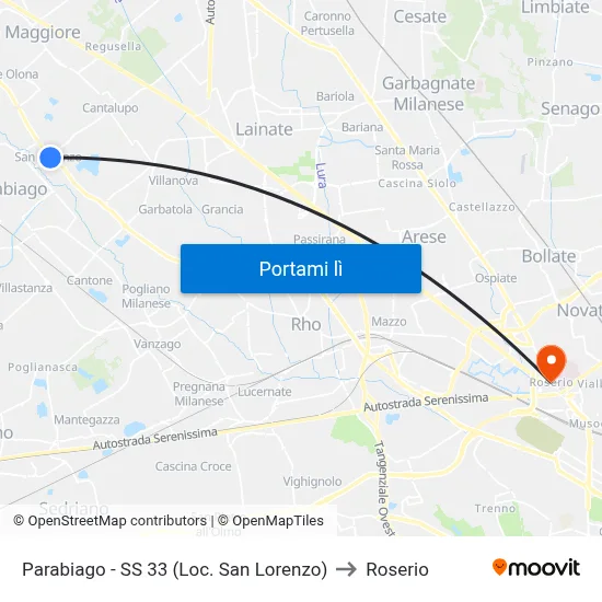 Parabiago - SS 33 (Loc. San Lorenzo) to Roserio map