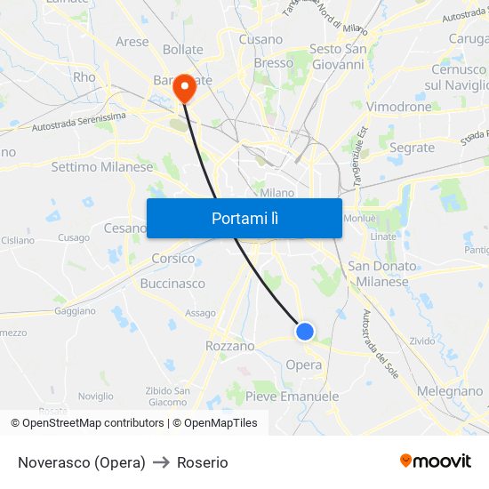 Noverasco (Opera) to Roserio map