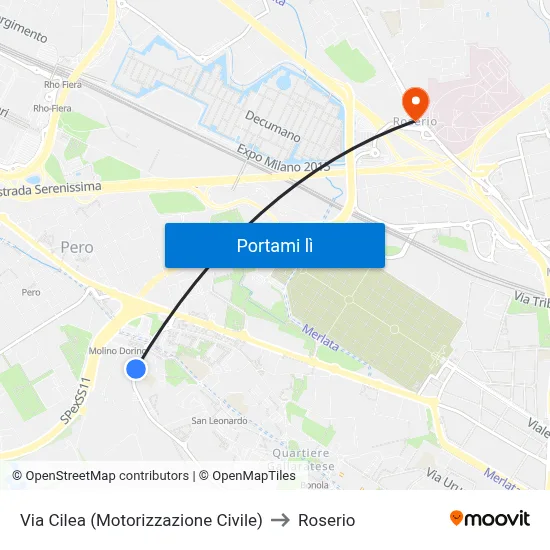 Via Cilea (Motorizzazione Civile) to Roserio map