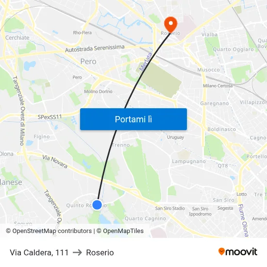 Via Caldera, 111 to Roserio map