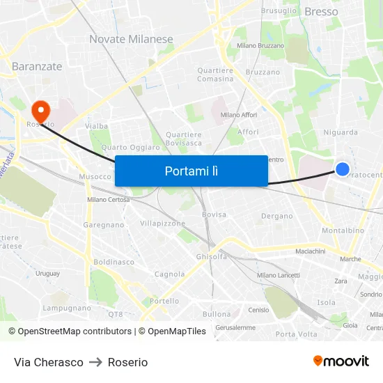 Via Cherasco to Roserio map