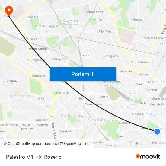 Palestro M1 to Roserio map