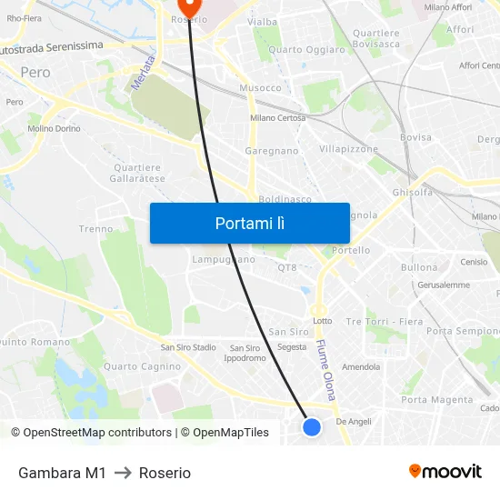 Gambara M1 to Roserio map