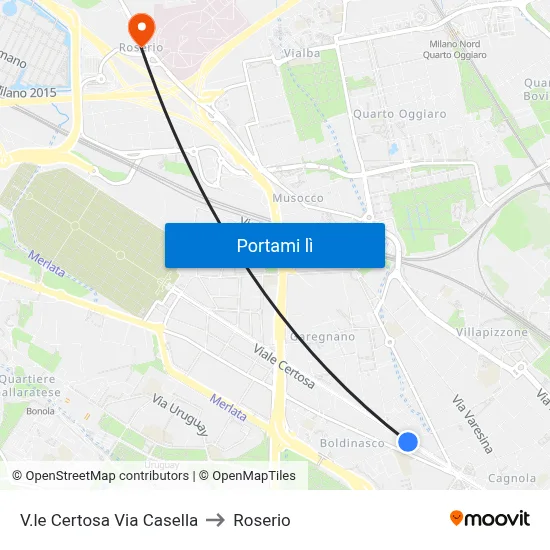 V.le Certosa Via Casella to Roserio map