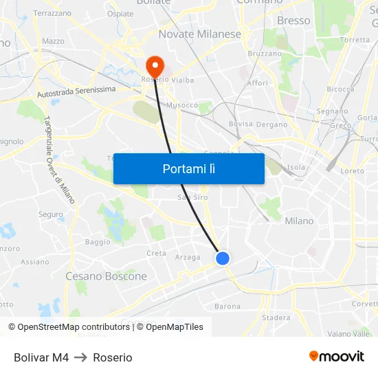 Bolivar M4 to Roserio map