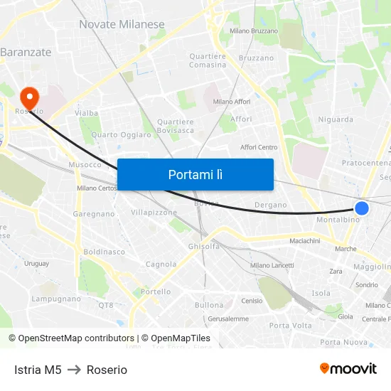 Istria M5 to Roserio map