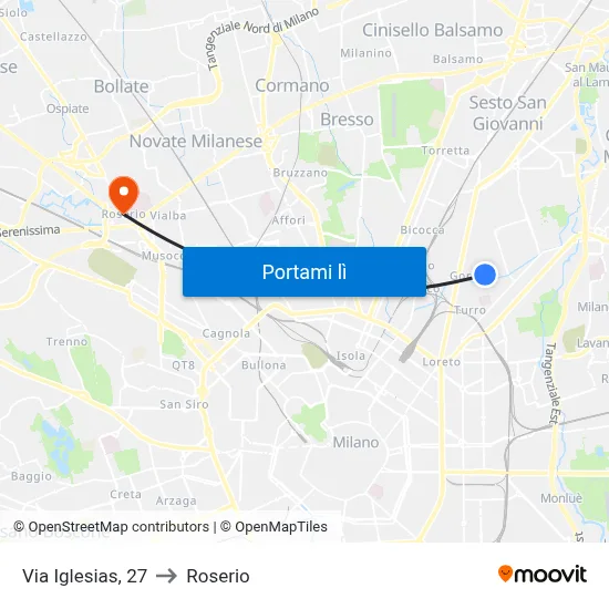 Via Iglesias, 27 to Roserio map