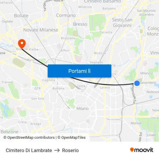 Cimitero Di Lambrate to Roserio map