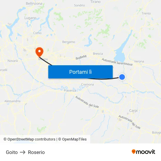 Goito to Roserio map