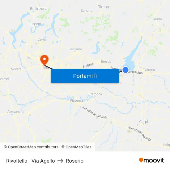Rivoltella - Via Agello to Roserio map