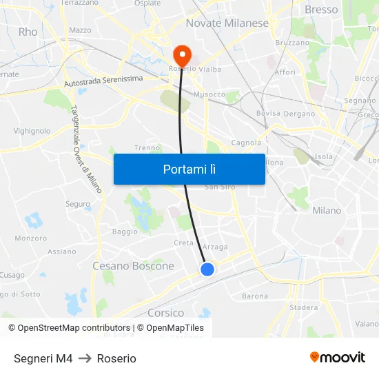 Segneri M4 to Roserio map