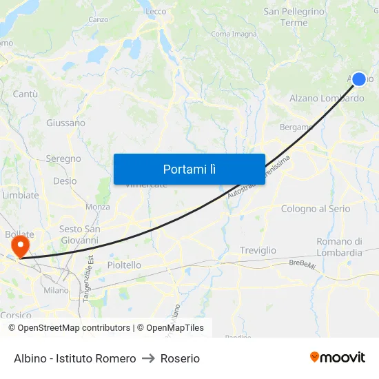Albino - Istituto Romero to Roserio map