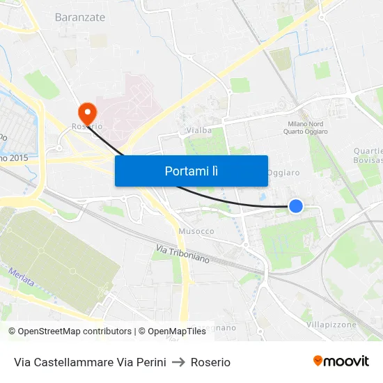 Via Castellammare Via Perini to Roserio map