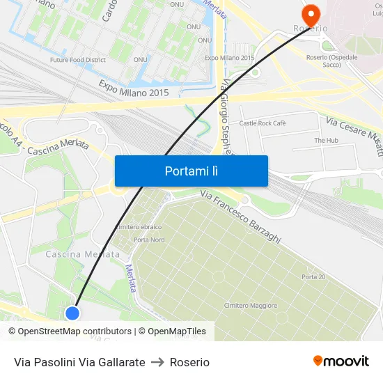 Via Pasolini Via Gallarate to Roserio map