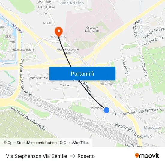 Via Stephenson Via Gentile to Roserio map