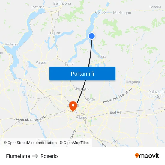 Fiumelatte to Roserio map