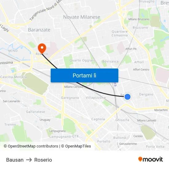 Bausan to Roserio map