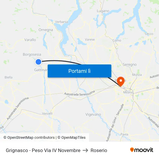 Grignasco - Peso Via IV Novembre to Roserio map