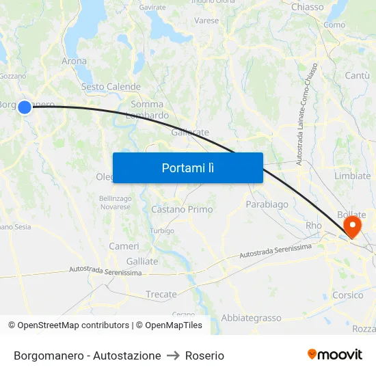 Borgomanero - Autostazione to Roserio map