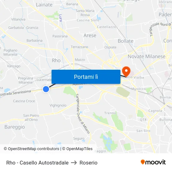 Rho - Casello Autostradale to Roserio map