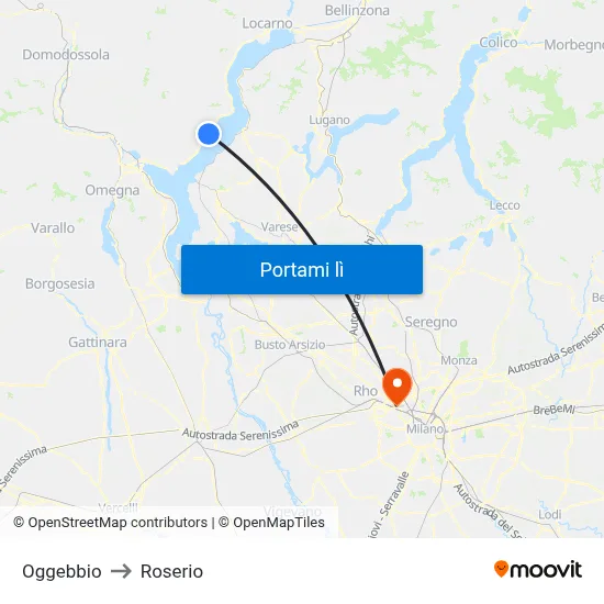 Oggebbio to Roserio map