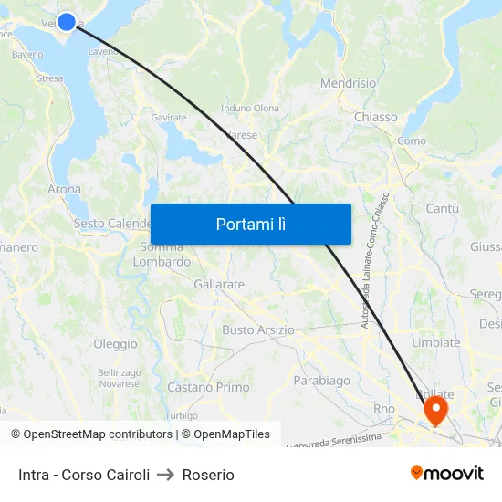 Intra - Corso Cairoli to Roserio map