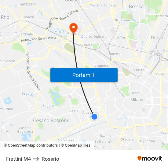 Frattini M4 to Roserio map