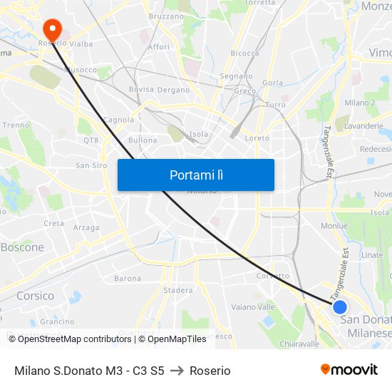 Milano S.Donato M3 - C3 S5 to Roserio map